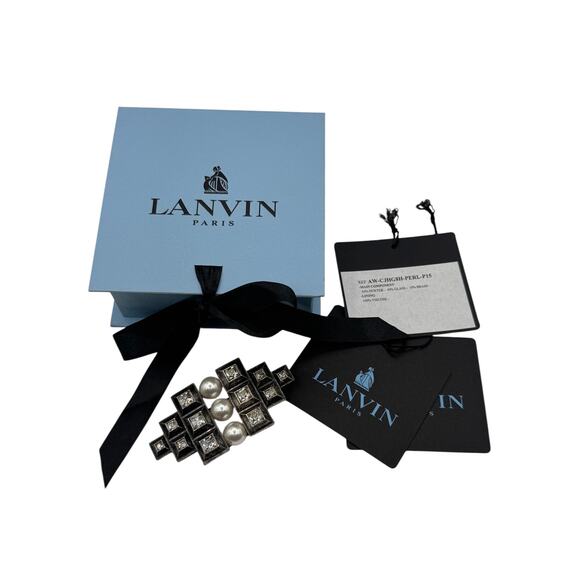 Lanvin Pearl and Crystal Brooch NIB